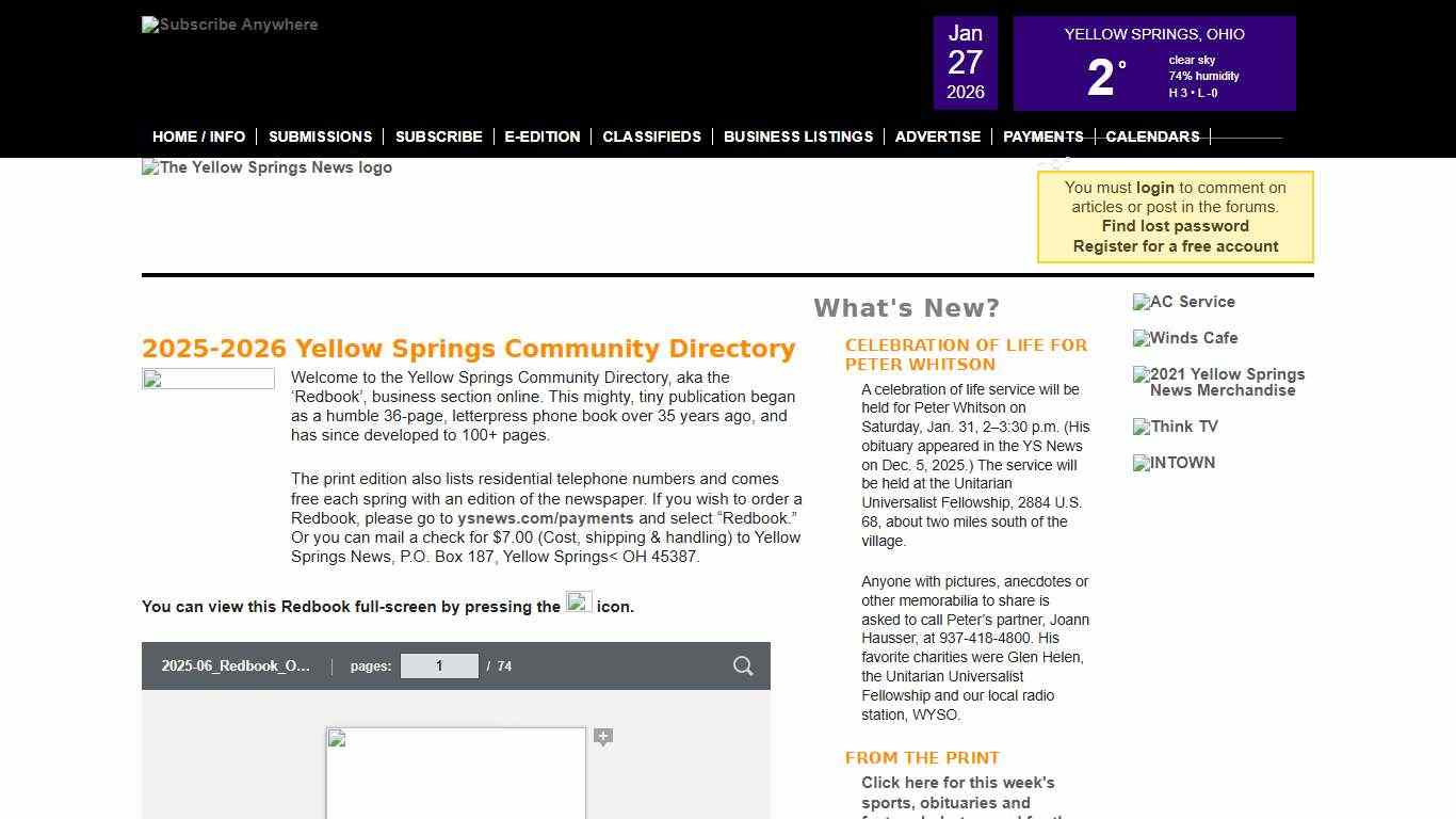 Yellow Springs Community Directory online • The Yellow Springs News